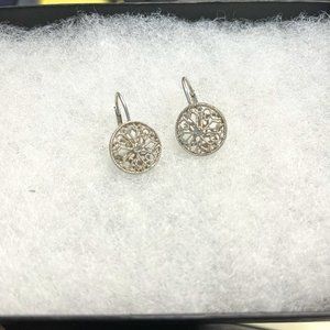 Sterling silver snowflake drop earrings